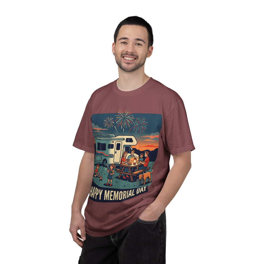 Memorial Day RV Camping T-Shirt – "Happy Memorial Day" Family Campfire Design
