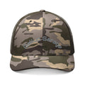 Camo Trucker Hat — Embroidered 'Hugo Garage' Mesh Back Cap