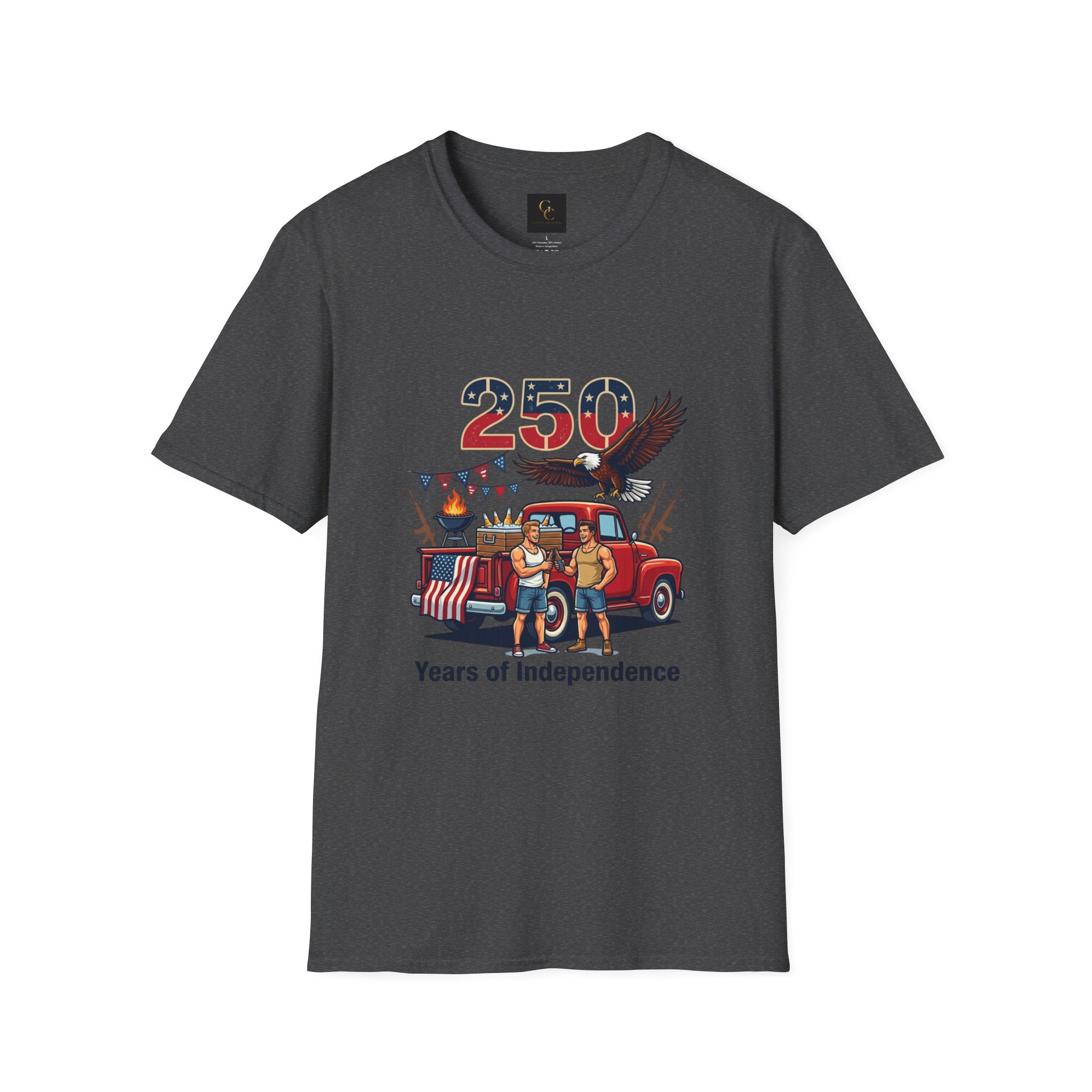 250 Years of Independence T-Shirt — Patriotic Eagle & Vintage Truck Fourth of July Tee