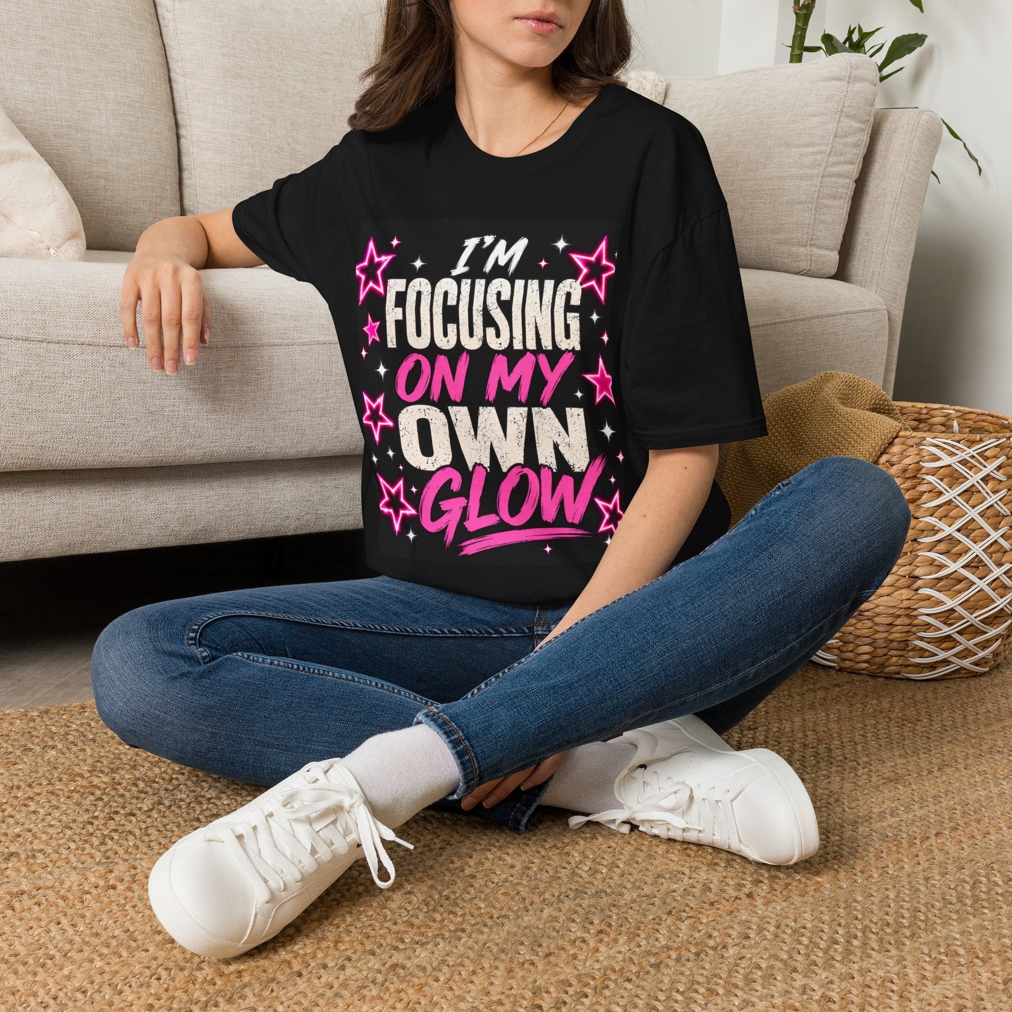 T-Shirt — “I’m Focusing on My Own Glow” Motivational Graphic Tee