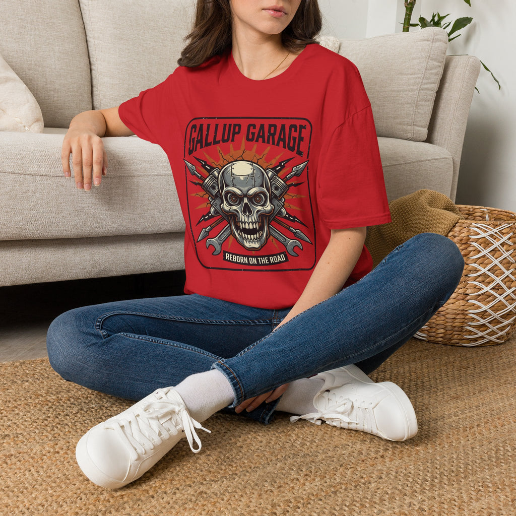 Gallup Garage Skull Tee — Vintage Automotive Mechanic T‑Shirt