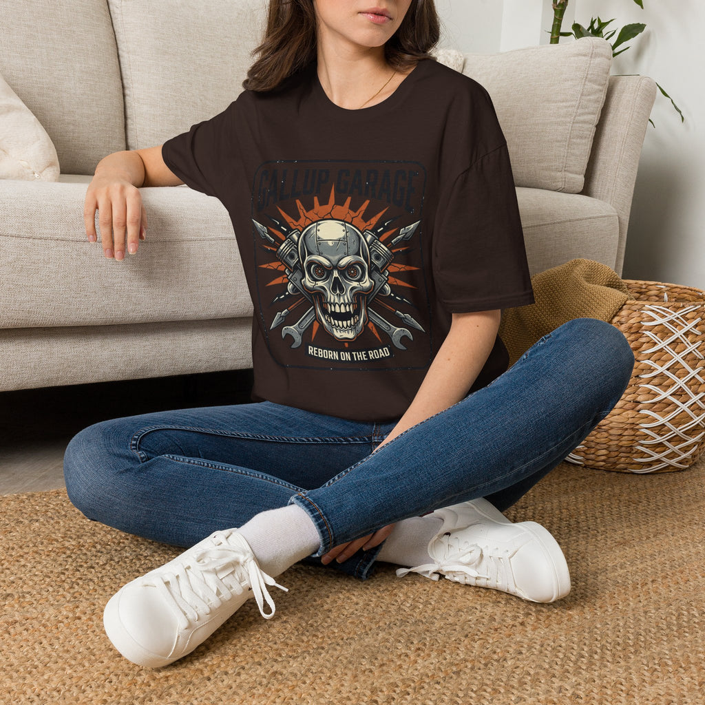 Gallup Garage Skull Tee — Vintage Automotive Mechanic T‑Shirt