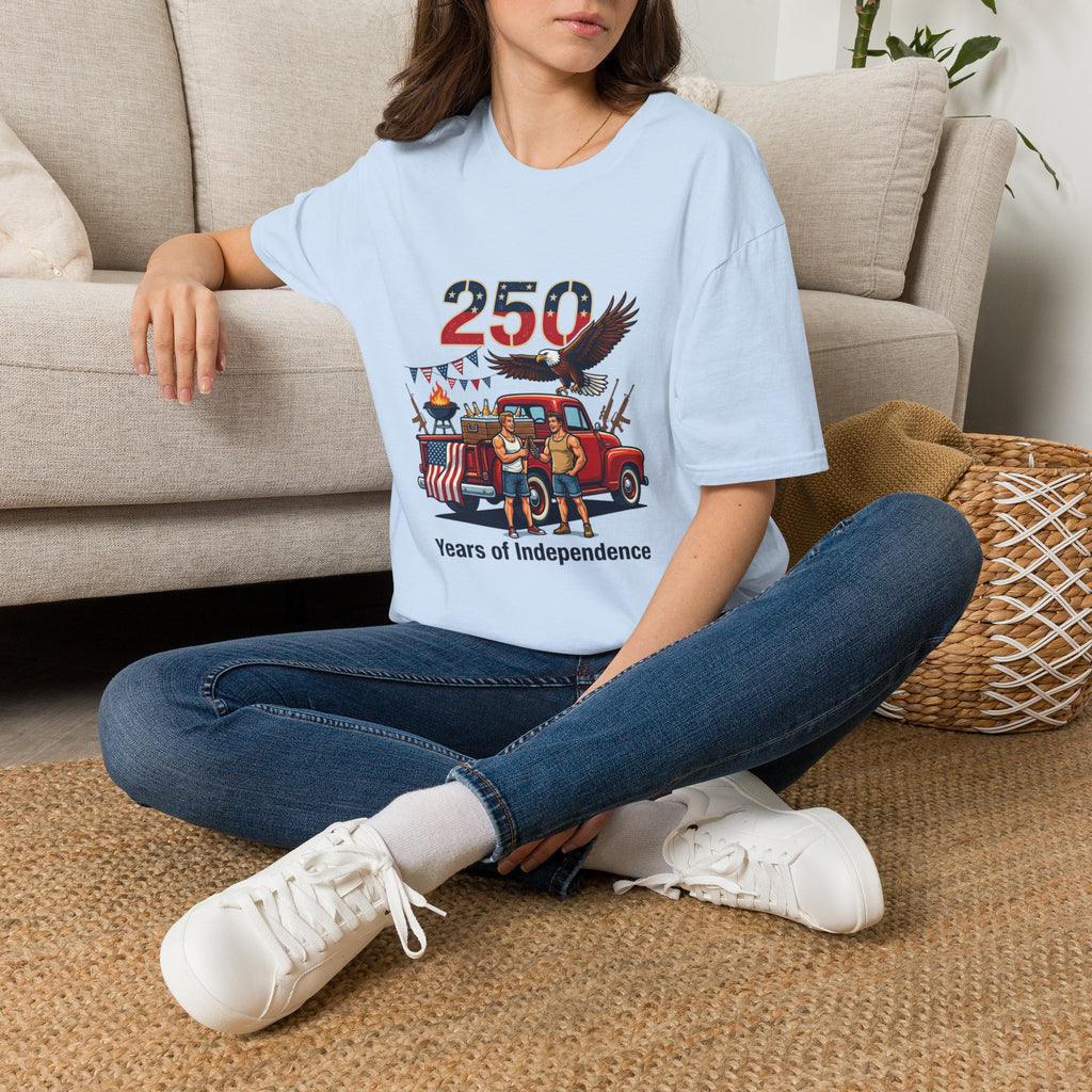 250 Years of Independence T-Shirt — Patriotic Eagle & Vintage Truck Fourth of July Tee