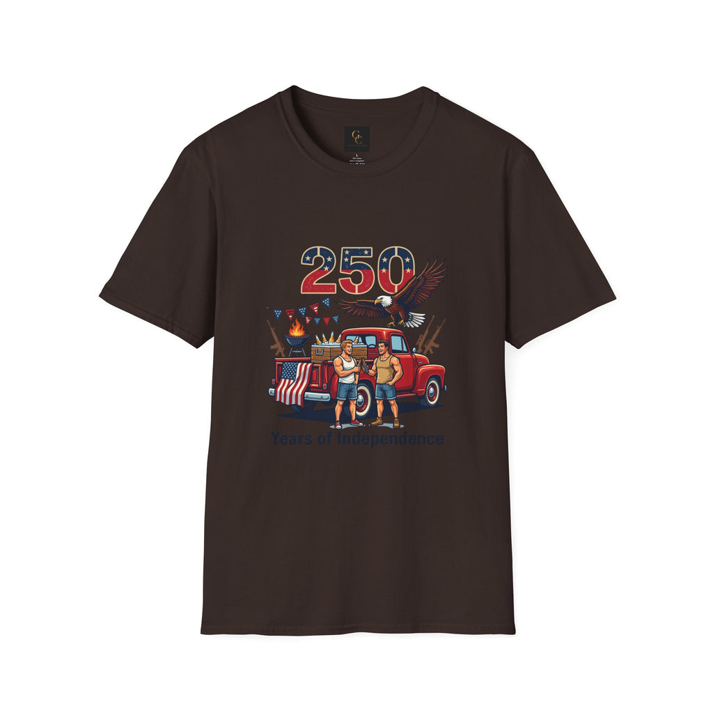 250 Years of Independence T-Shirt — Patriotic Eagle & Vintage Truck Fourth of July Tee