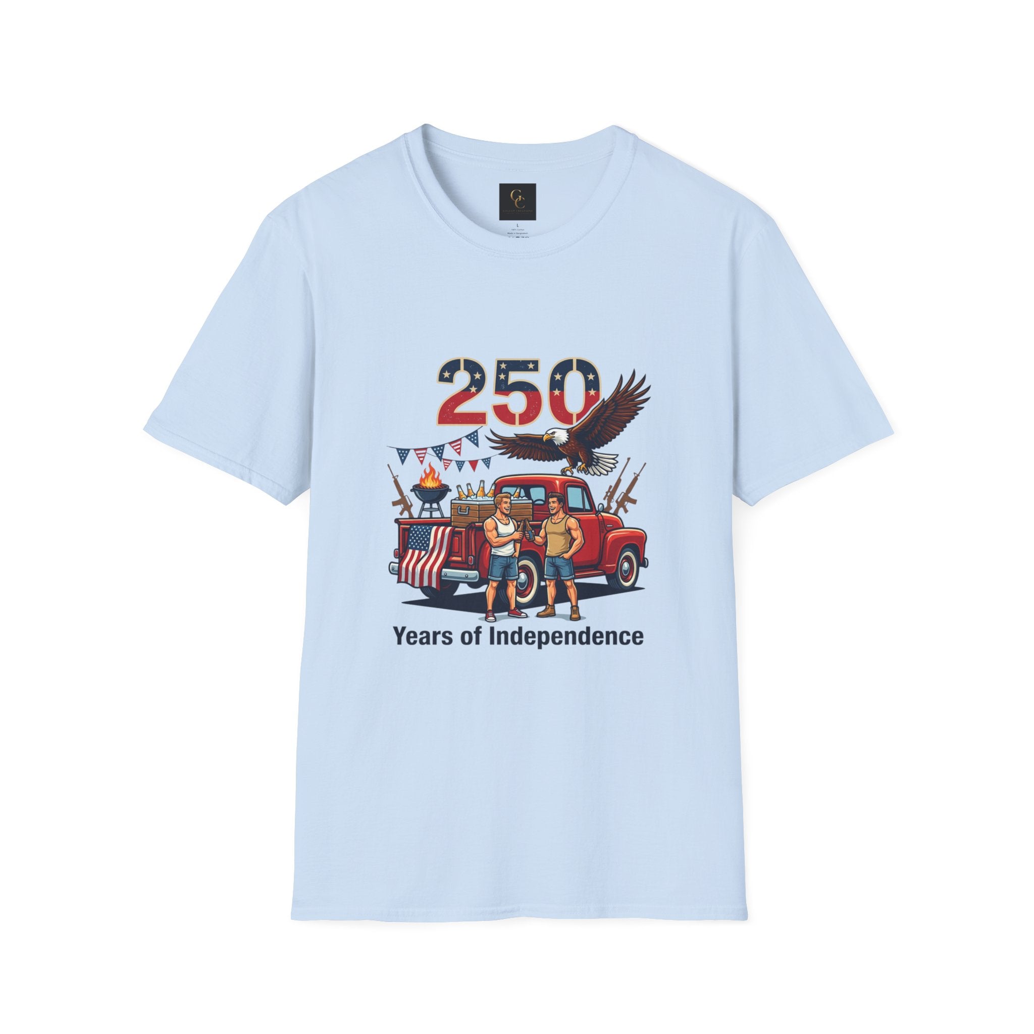 250 Years of Independence T-Shirt — Patriotic Eagle & Vintage Truck Fourth of July Tee