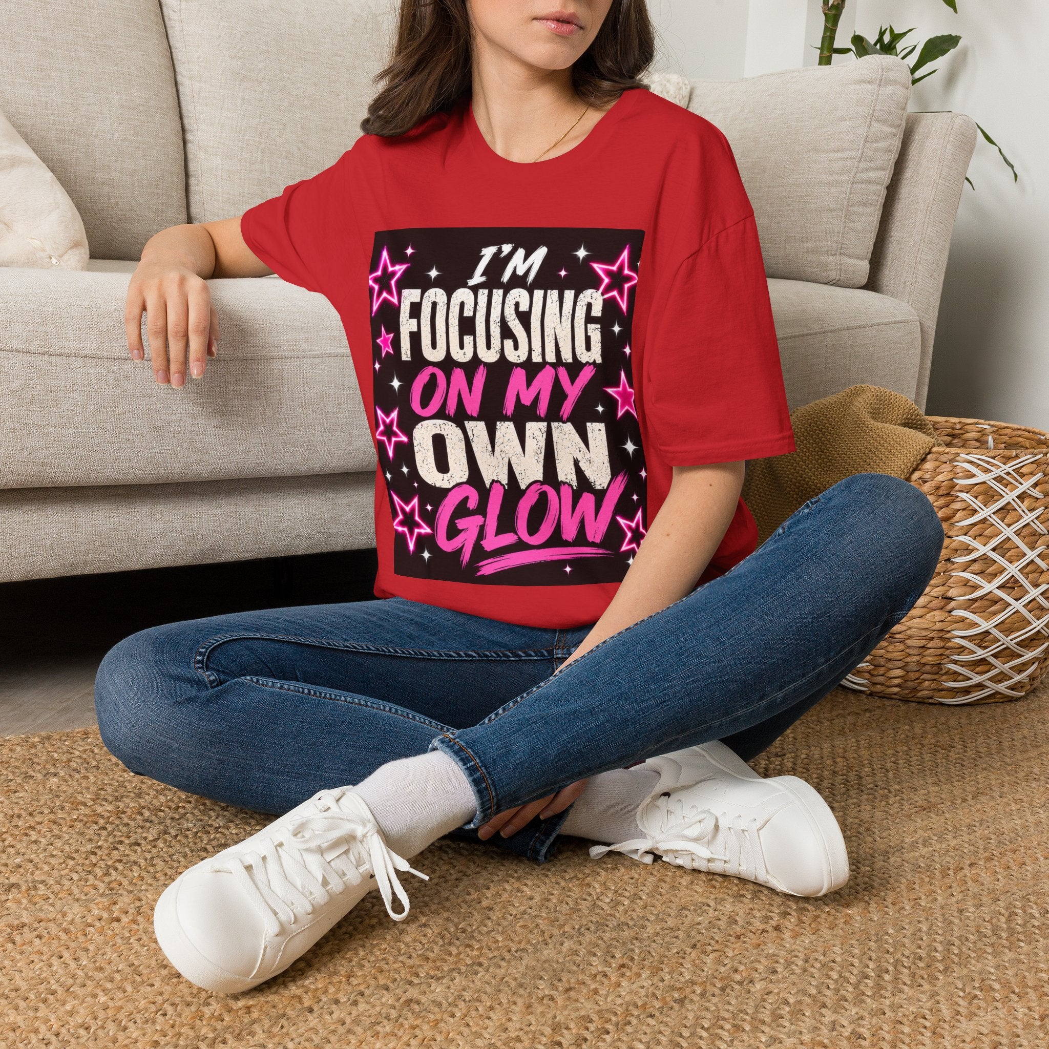 T-Shirt — “I’m Focusing on My Own Glow” Motivational Graphic Tee