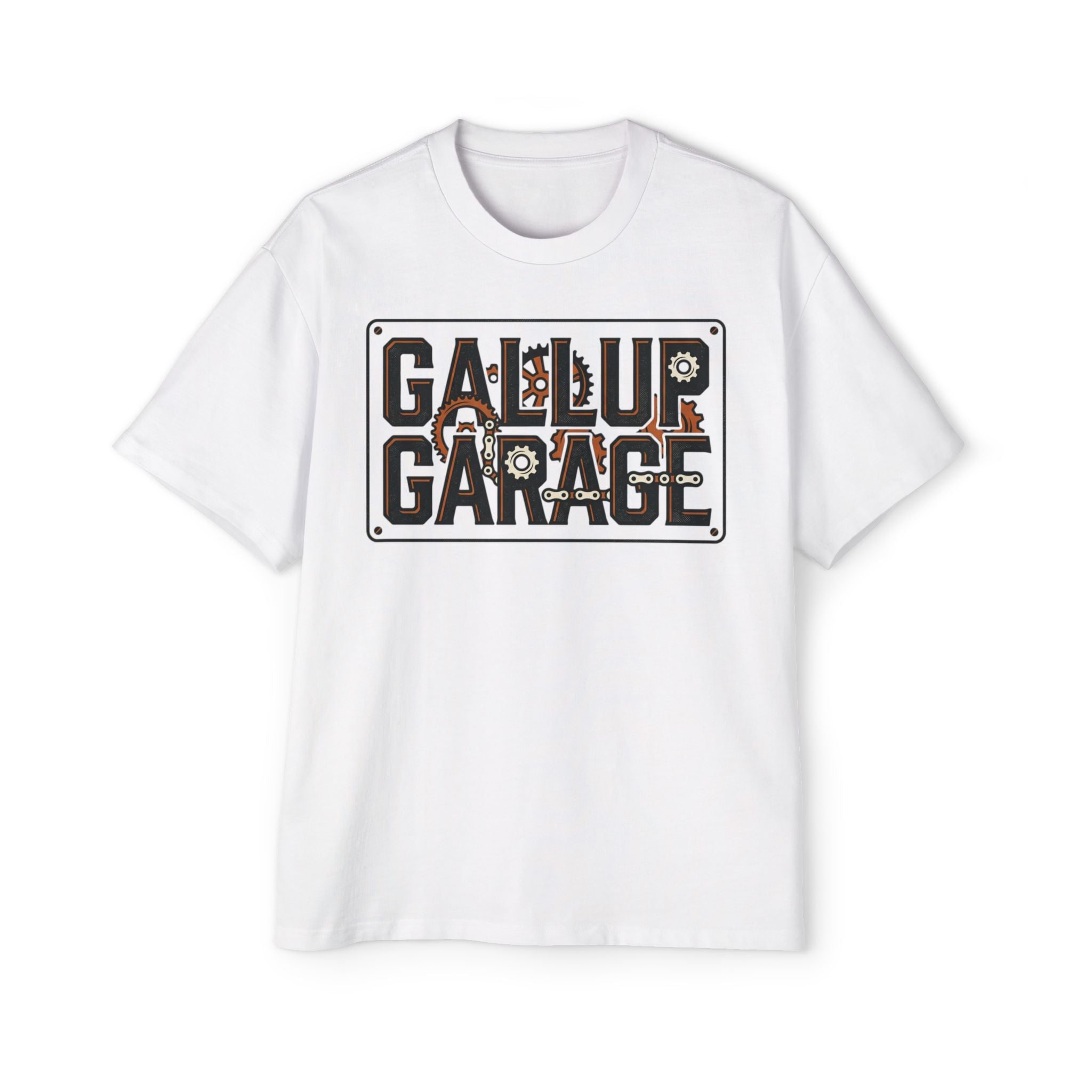 Gallup Garage Tee — Vintage Car Mechanic Graphic Shirt