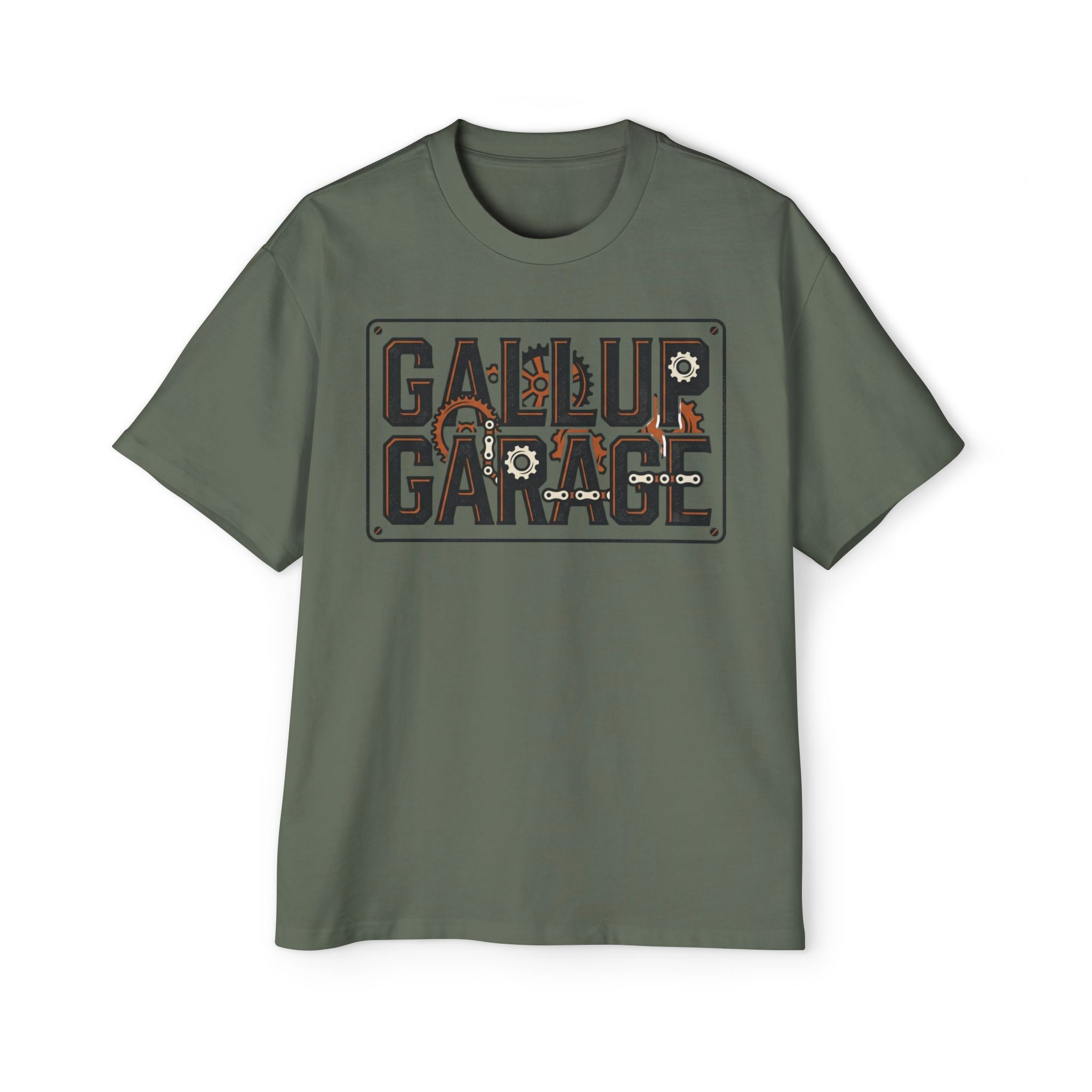 Gallup Garage Tee — Vintage Car Mechanic Graphic Shirt