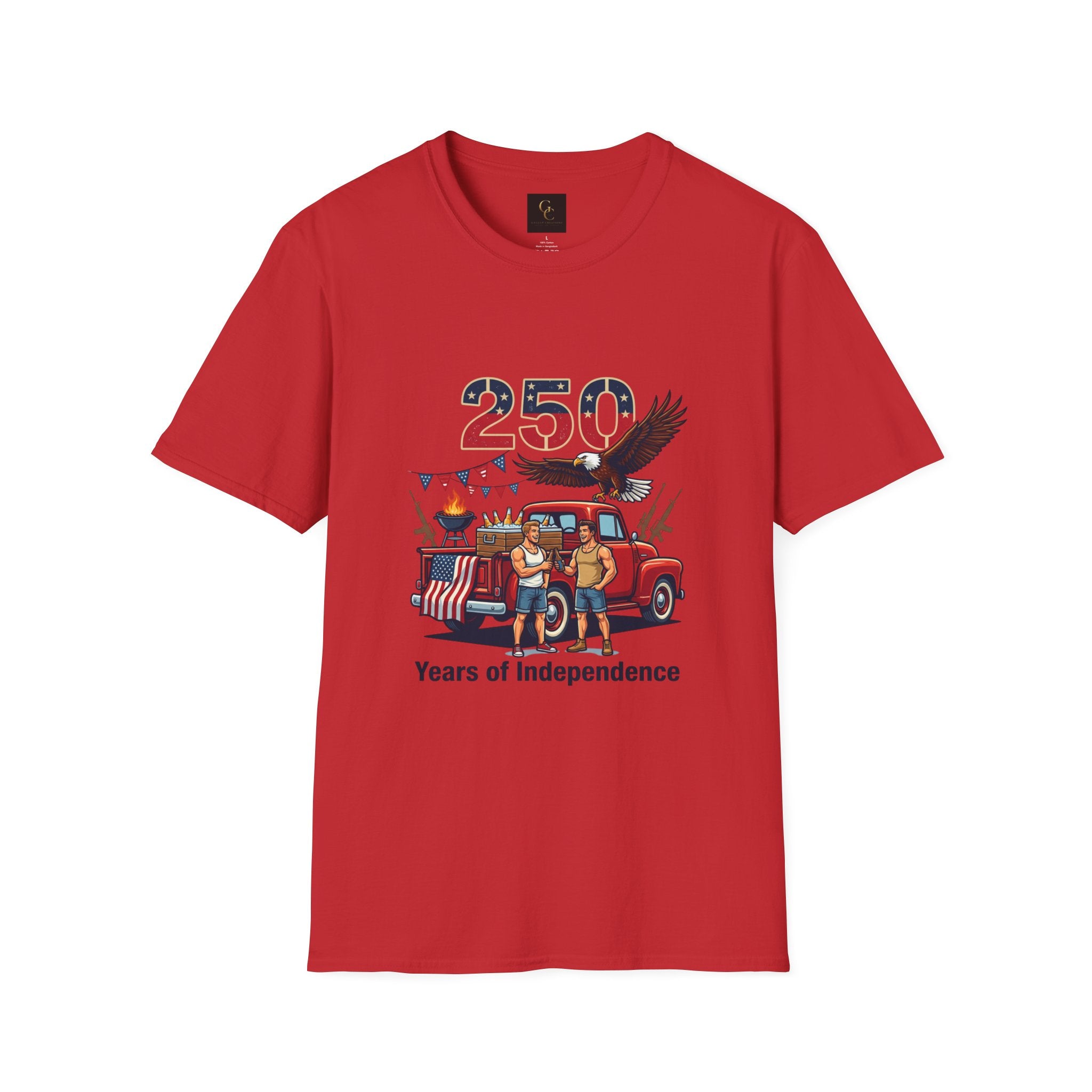 250 Years of Independence T-Shirt — Patriotic Eagle & Vintage Truck Fourth of July Tee
