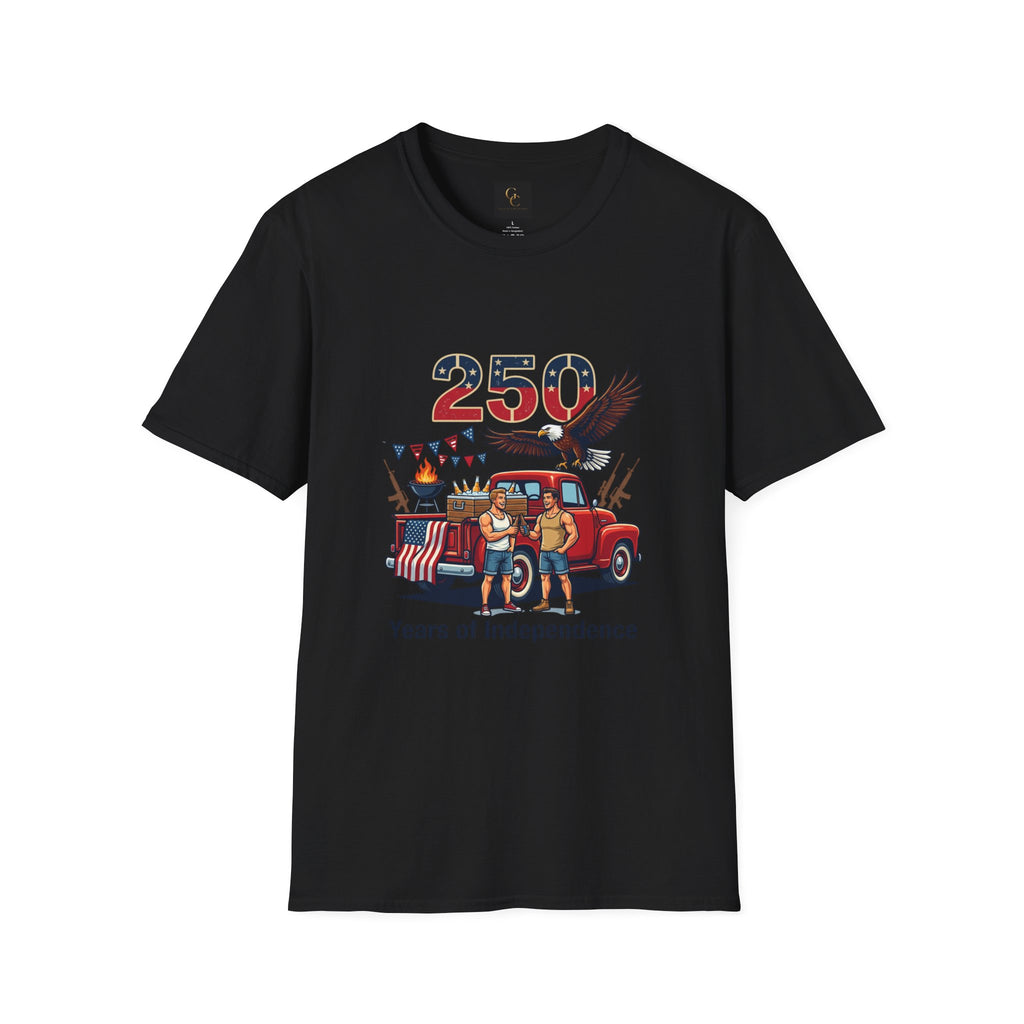 250 Years of Independence T-Shirt — Patriotic Eagle & Vintage Truck Fourth of July Tee