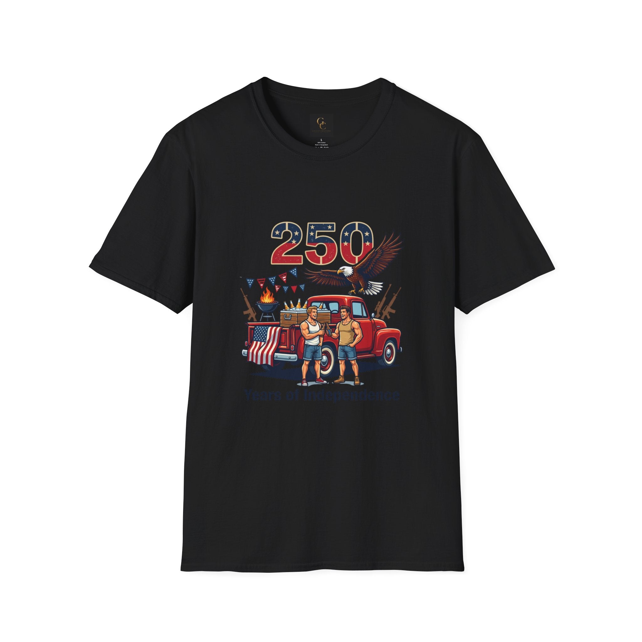 250 Years of Independence T-Shirt — Patriotic Eagle & Vintage Truck Fourth of July Tee