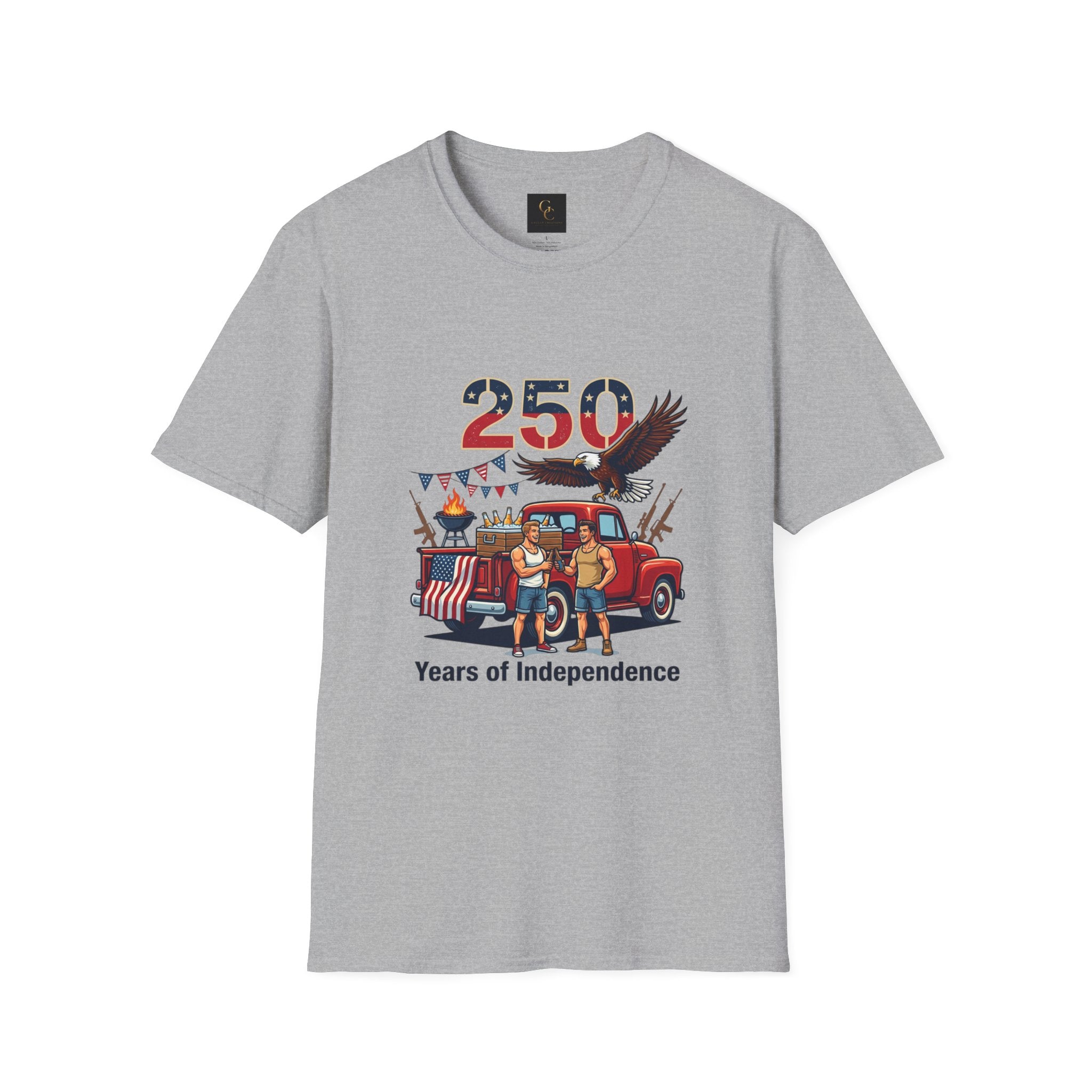 250 Years of Independence T-Shirt — Patriotic Eagle & Vintage Truck Fourth of July Tee