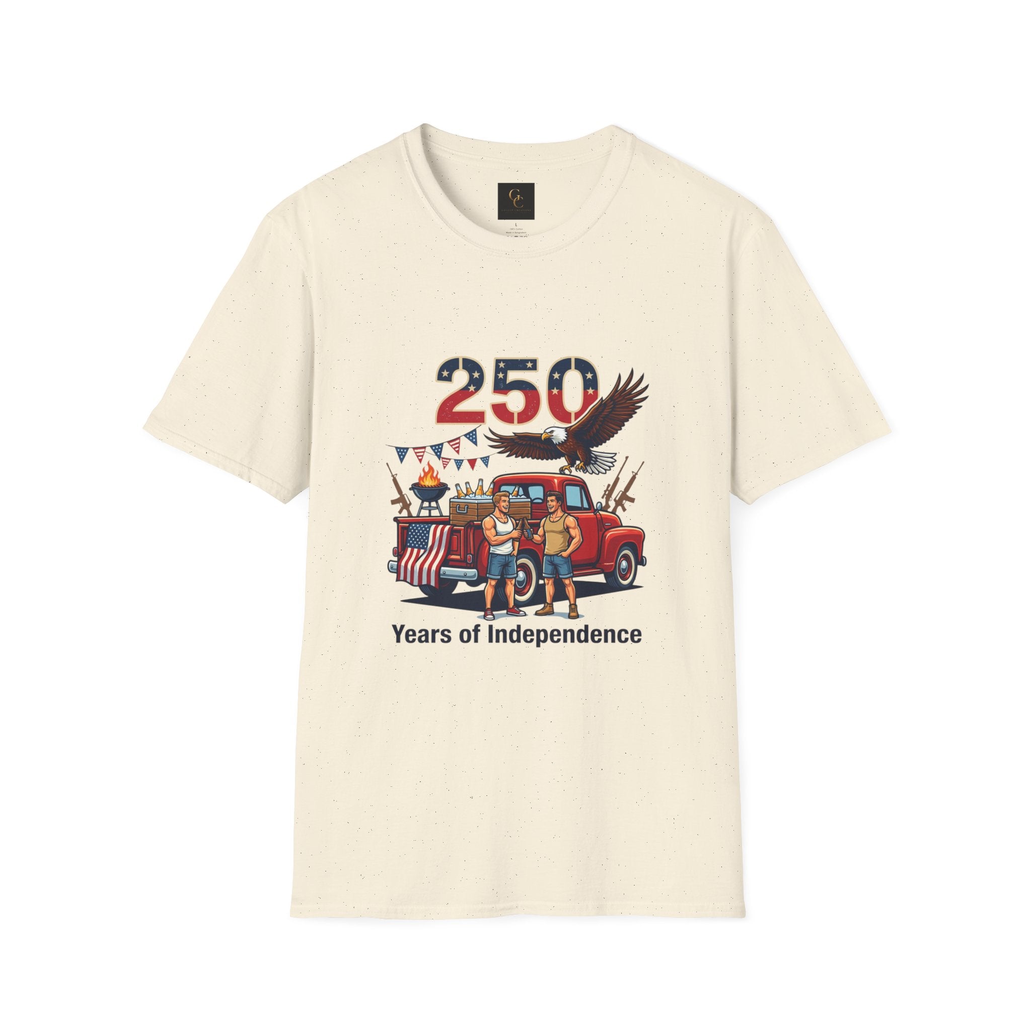 250 Years of Independence T-Shirt — Patriotic Eagle & Vintage Truck Fourth of July Tee