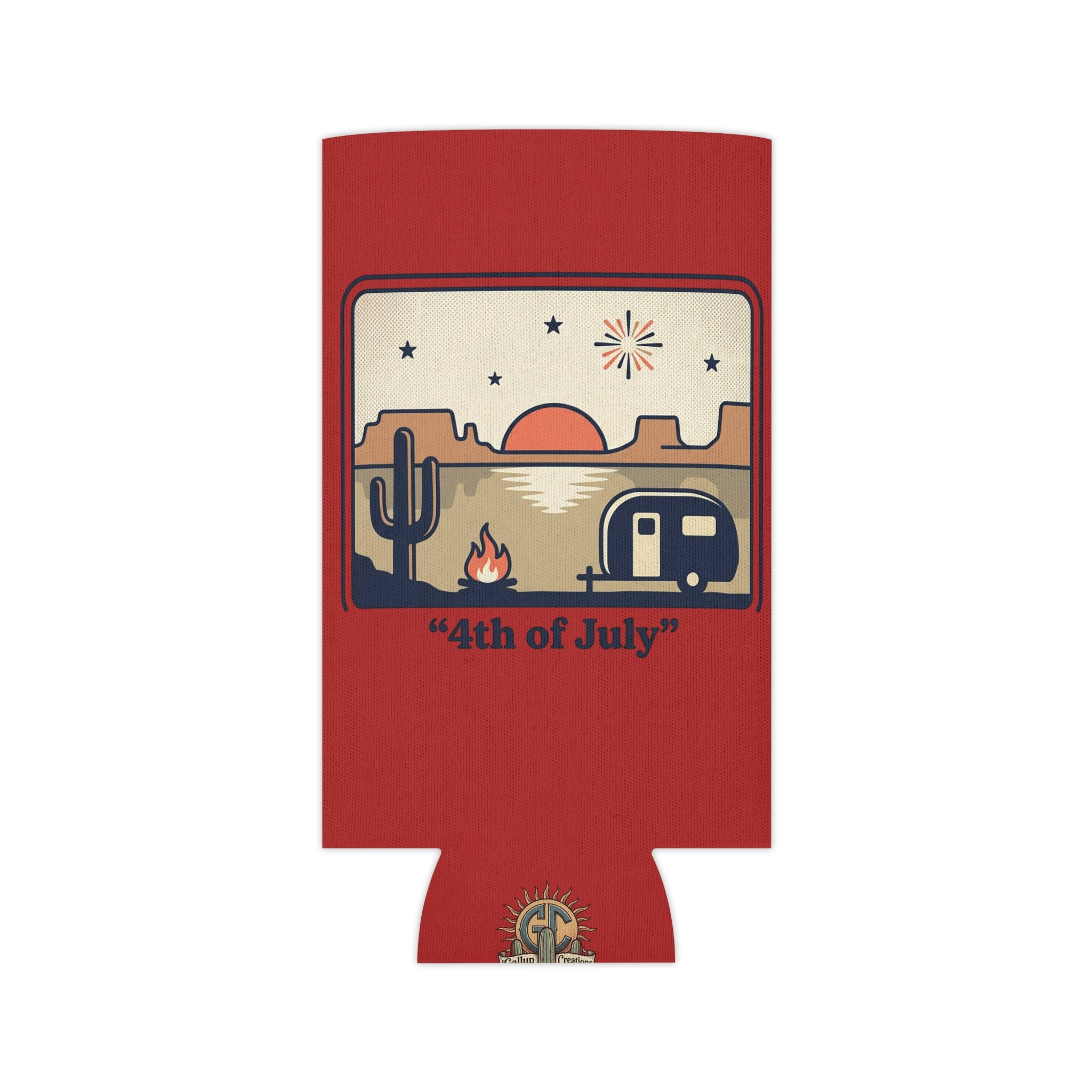 Can Cooler - Retro Desert Camper '4th of July' Fireworks Design