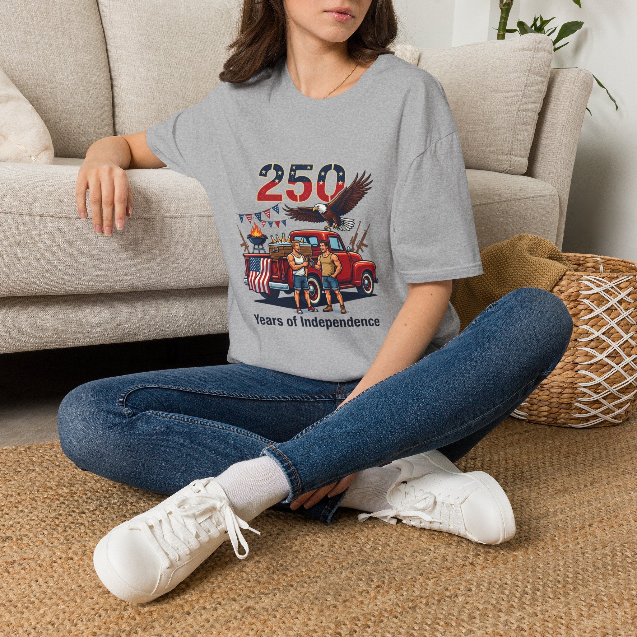 250 Years of Independence T-Shirt — Patriotic Eagle & Vintage Truck Fourth of July Tee