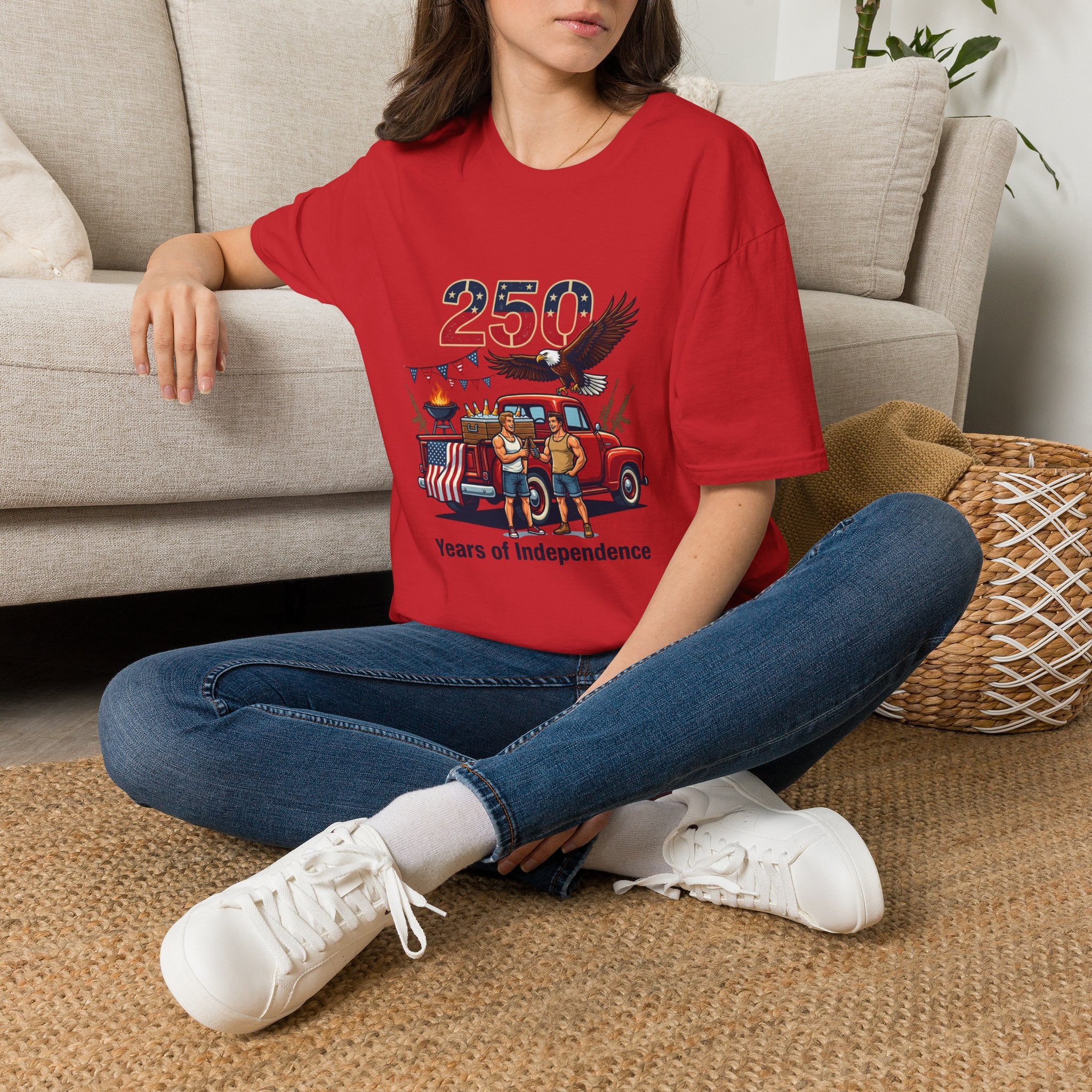 250 Years of Independence T-Shirt — Patriotic Eagle & Vintage Truck Fourth of July Tee