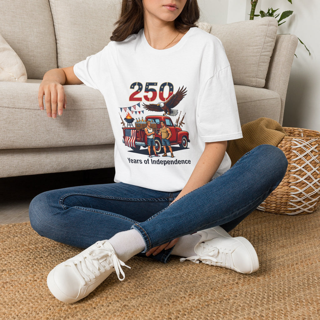 250 Years of Independence T-Shirt — Patriotic Eagle & Vintage Truck Fourth of July Tee