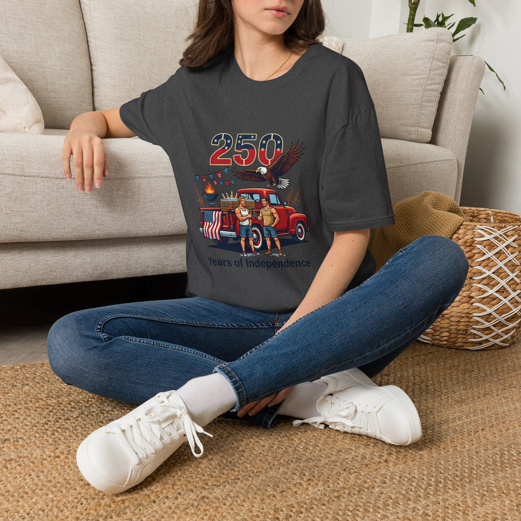 250 Years of Independence T-Shirt — Patriotic Eagle & Vintage Truck Fourth of July Tee