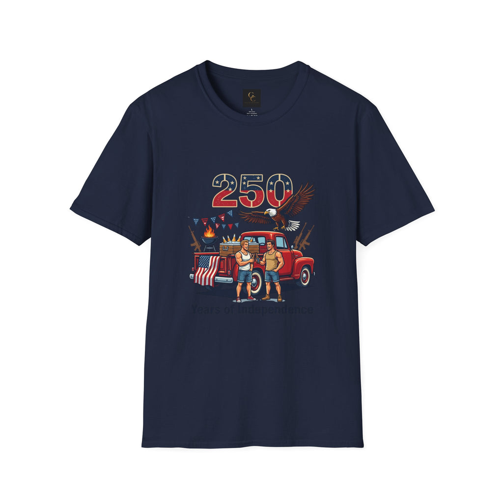 250 Years of Independence T-Shirt — Patriotic Eagle & Vintage Truck Fourth of July Tee