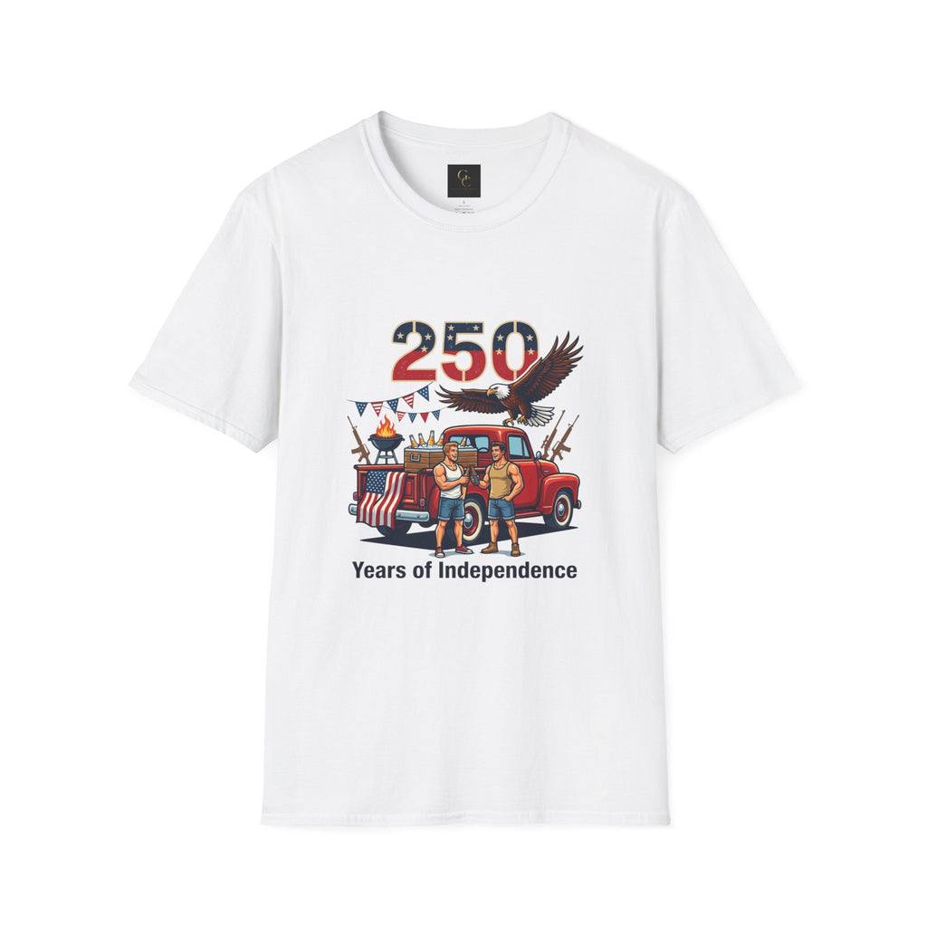 250 Years of Independence T-Shirt — Patriotic Eagle & Vintage Truck Fourth of July Tee