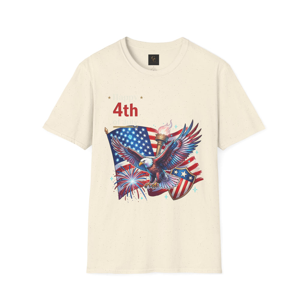 4th of July Eagle T-Shirt — American Flag, Torch & Fireworks Patriotic Tee