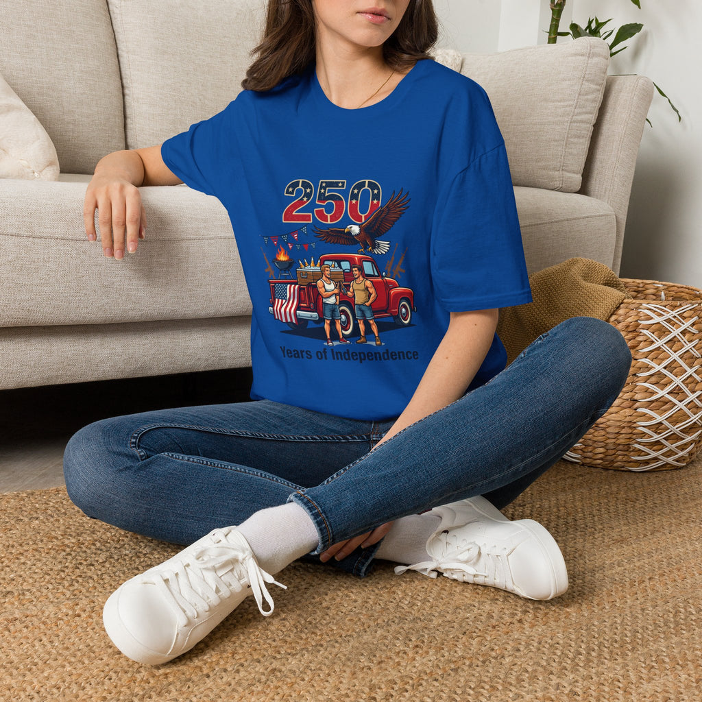 250 Years of Independence T-Shirt — Patriotic Eagle & Vintage Truck Fourth of July Tee