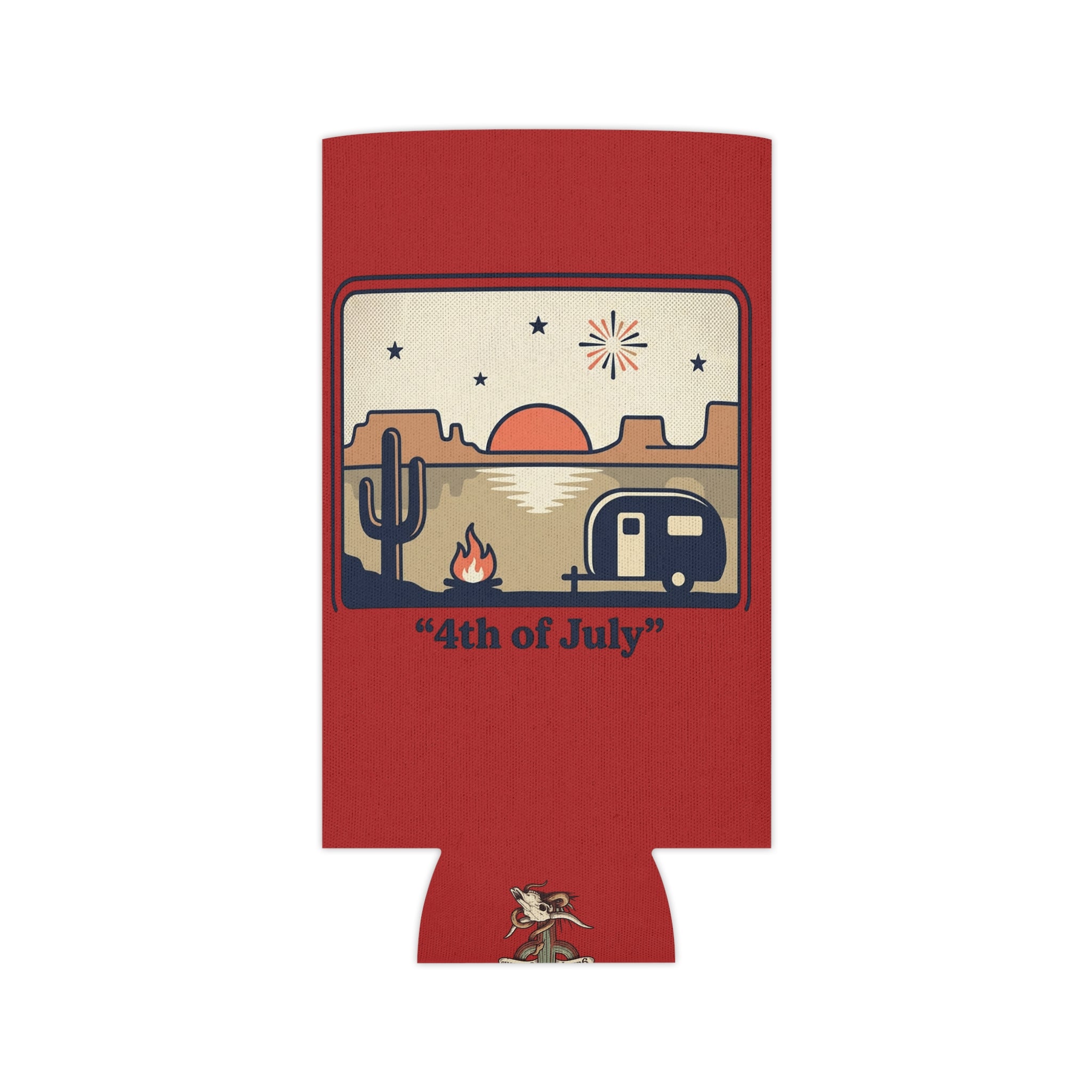 Can Cooler - Retro Desert Camper '4th of July' Fireworks Design