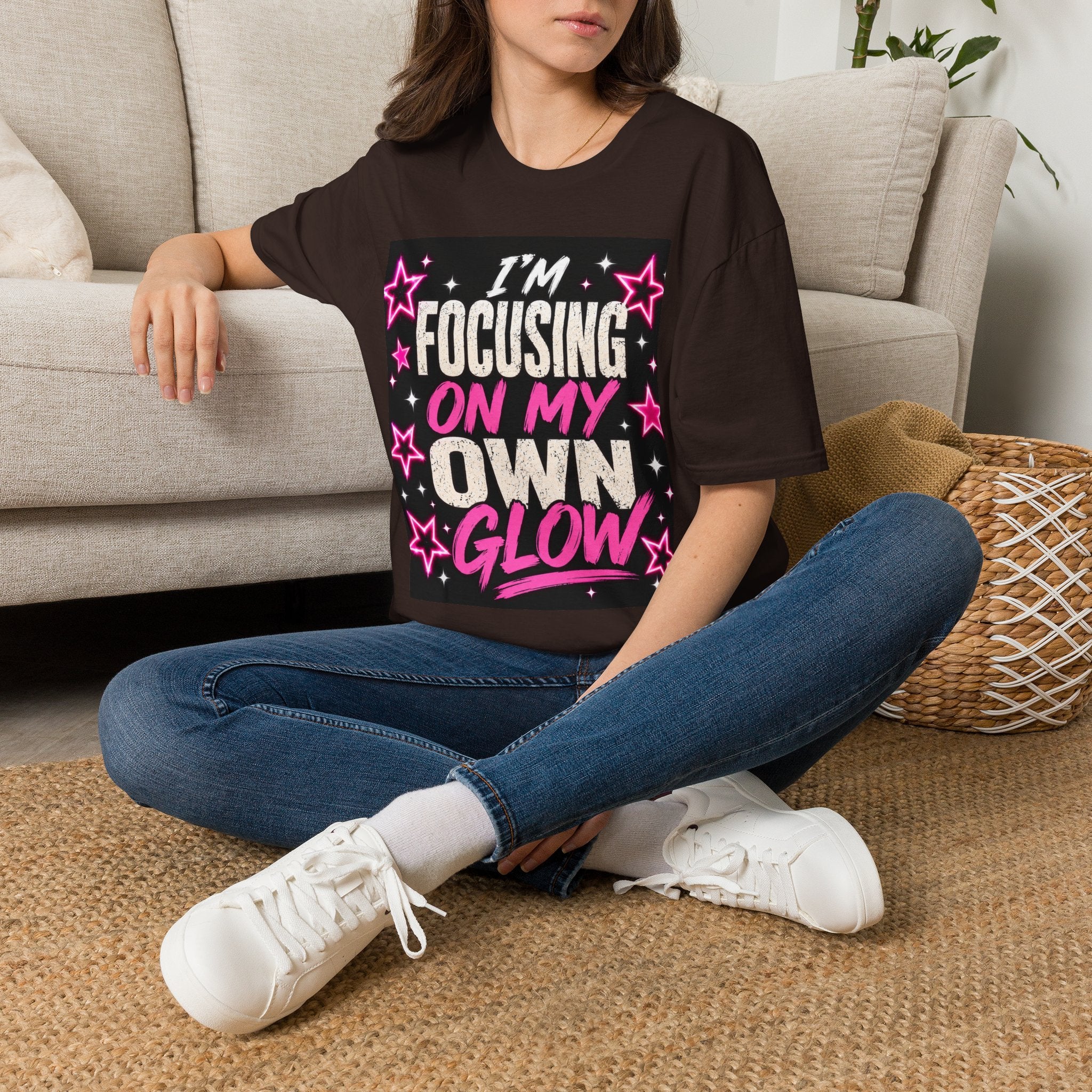 T-Shirt — “I’m Focusing on My Own Glow” Motivational Graphic Tee