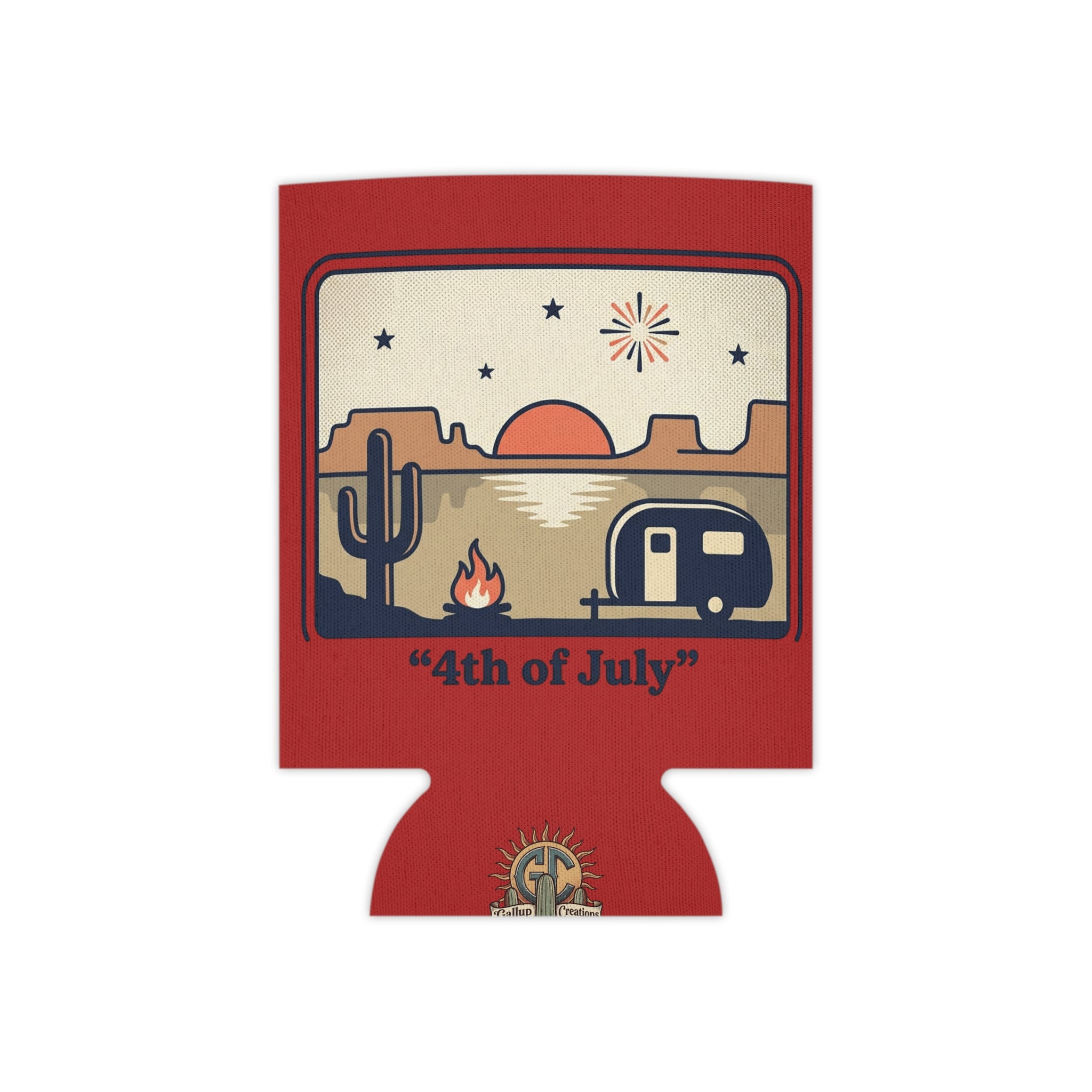 Can Cooler - Retro Desert Camper '4th of July' Fireworks Design