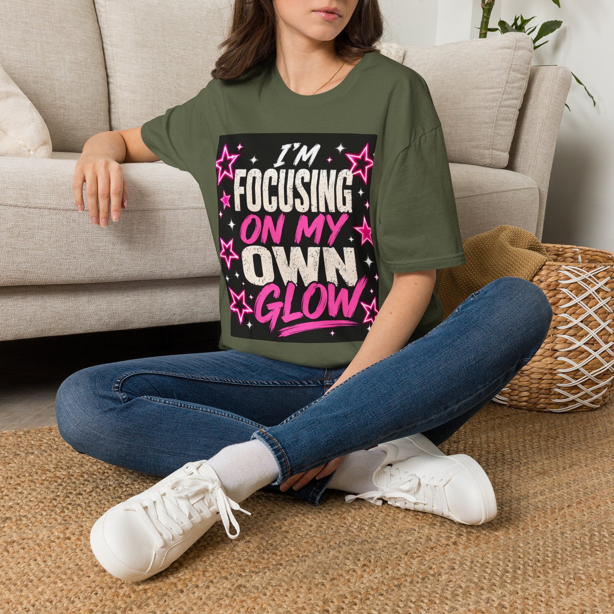 T-Shirt — “I’m Focusing on My Own Glow” Motivational Graphic Tee