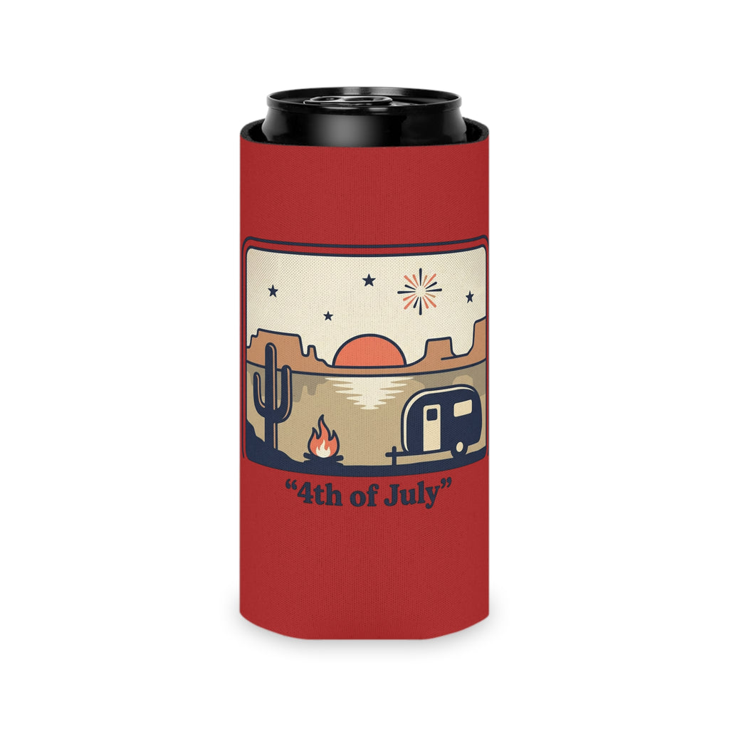 Can Cooler - Retro Desert Camper '4th of July' Fireworks Design