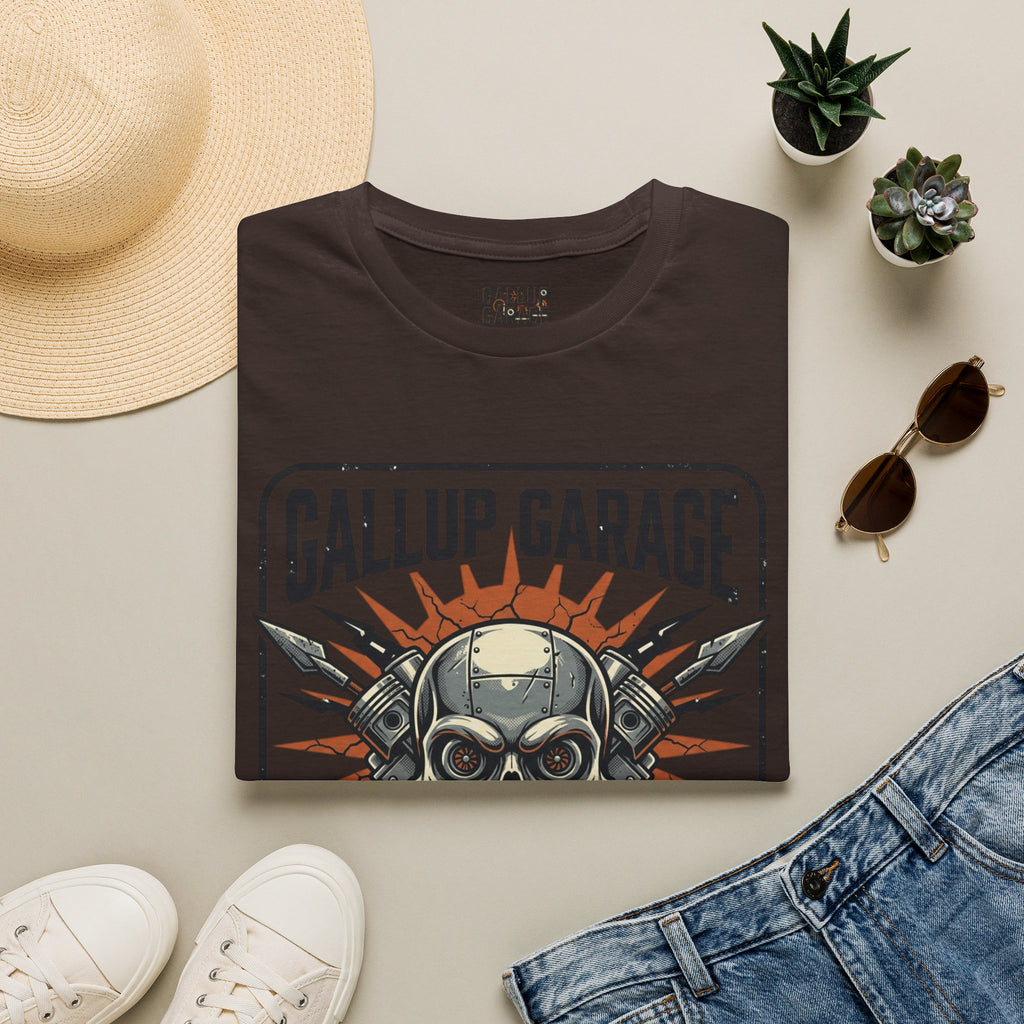 Gallup Garage Skull Tee — Vintage Automotive Mechanic T‑Shirt