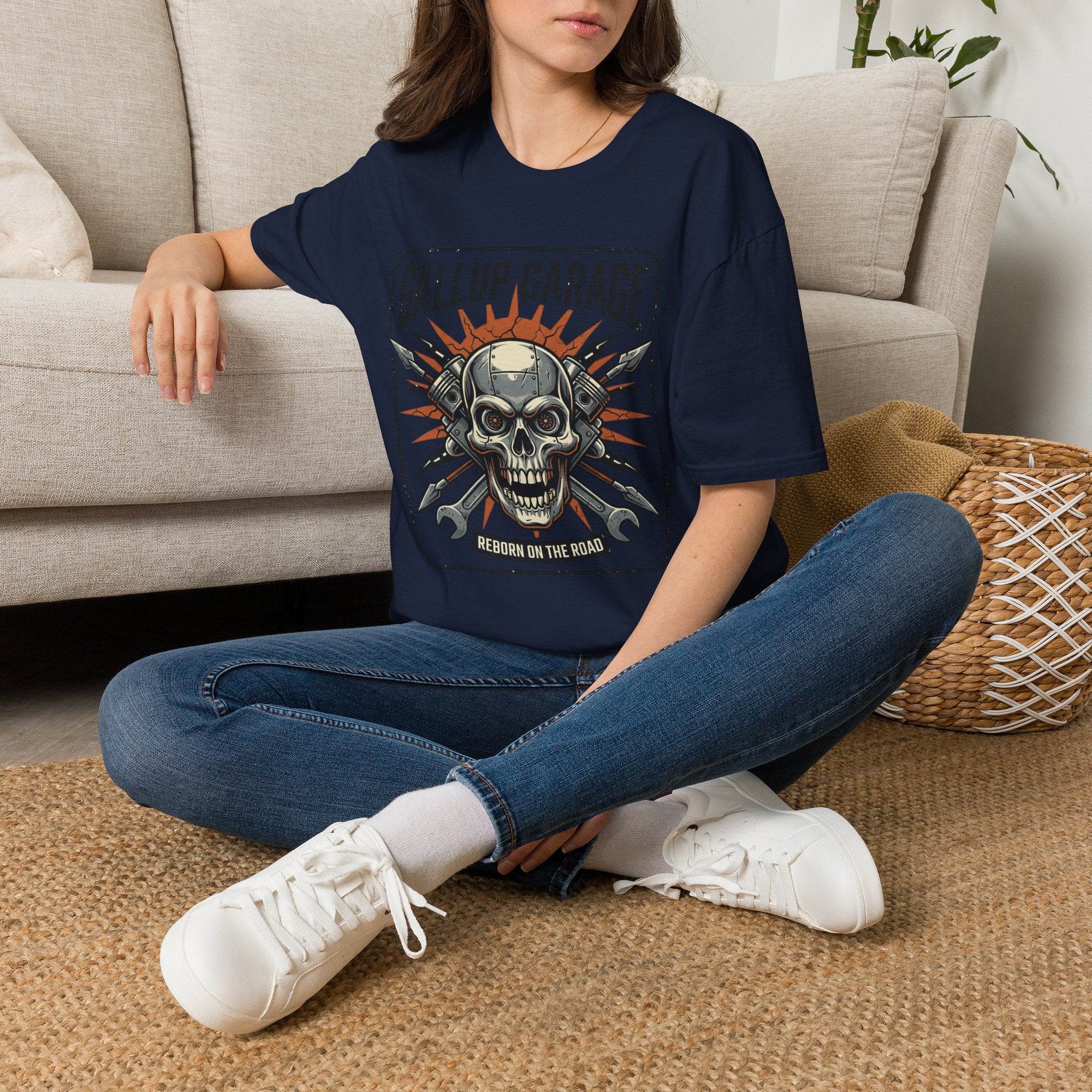 Gallup Garage Skull Tee — Vintage Automotive Mechanic T‑Shirt