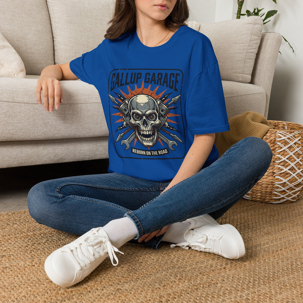Gallup Garage Skull Tee — Vintage Automotive Mechanic T‑Shirt